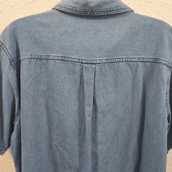 Vintage Cabin Creek Denim Shirt XL Embroidered Palm Trees Seashells Womens Y2K - Picture 9 of 12